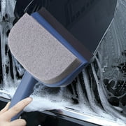 Qaailabf Double-Sided Cleaning Squeegee Wiper with Sponge Compartment for Bathtub Ceramic Tiles Car Windshield Glass Mirror - Soft Sponge Detergent Retention Brush Head for Easy Foaming Water